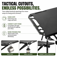Table pliante portable noire en promotion, plateau entièrement métallique thermolaqué, sans assemblage, légère et compacte pour l'extérieur