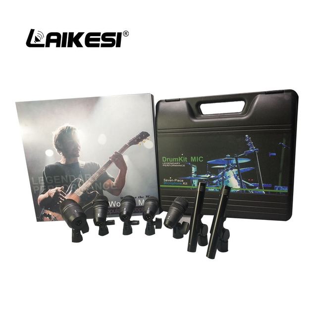 DMK-777 Stage Home Professional Condenser Wired Omni-directional Drum Mic Kit Noise Cancelling 7-Piece Metal Set 20Hz-20kHz