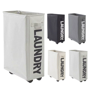 Mỏng Giặt Basket Với Có Thể Tháo Rời Rửa Túi Trên Bánh Xe Đóng Mở Góc Cán Giặt <span class=keywords><strong>Hamper</strong></span> Cho Quần Áo Yoga Mat Lưu Trữ - Product Image 1