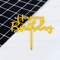 Décorations de gâteau en acrylique doré « Joyeux Anniversaire » et « Saint-Valentin », 1 pièce/sac, plusieurs styles, pour la décoration de gâteaux – Vente chaude