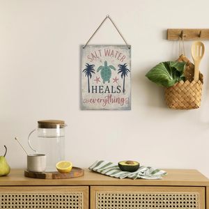 Decoración de habitación de playa, decoración estética de verano, Océano, playa, tortuga marina, cartel colgante de madera, tortuga marina, palmera, decoraciones de playa - Product Image 4