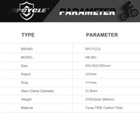 Guidon de vélo Spcycle Toray en fibre de carbone 31.8mm à pignon fixe