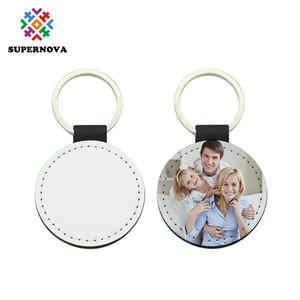Sublimación llavero en blanco Transferencia de Calor DIY doble tamaño impreso círculo llavero PU cuero doble cara llavero personalizado DIY papá - Product Image 6
