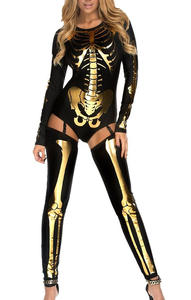 <span class=keywords><strong>Disfraz</strong></span> de <span class=keywords><strong>esqueleto</strong></span> de fiesta de Halloween directo de fábrica para mujeres y niñas incluye vestido - Product Image 5