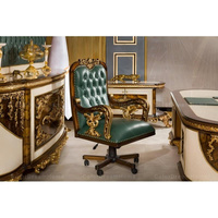 Ensemble de mobilier de bureau de luxe pour villa, style baroque classique antique, bureau de direction en bois pour la vente en gros