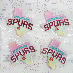 Parches de 3 pulgadas de los <span class=keywords><strong>Texas</strong></span> Spurs Fiesta, distintivos de letras de lentejuelas coloridas, <span class=keywords><strong>en</strong></span> stock, parches termoadhesivos para gorras y ropa - Product Image 1