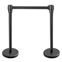Poteau de barrière de file d'attente rétractable noir avec sangle de 2 m et hauteur de 910 mm pour aéroport