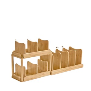 Bamboo Kitchen Storage <b>Rack</b> Multi Compartment <b>Dish</b> Organizer Tidy Tableware Holder for Kitchen Use - Product Image 5