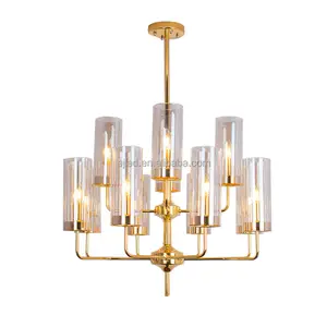 Factory Large Ceiling Light Fixture with Glass Classic 15 Lights Chandelier Black Pendant Lights for Home Decor Bathroom IN0181