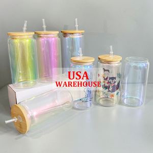 Vente en gros de verres à bière en forme de canette de 16 oz, vierges, iridescents, pour sublimation par transfert thermique - Product Image 2