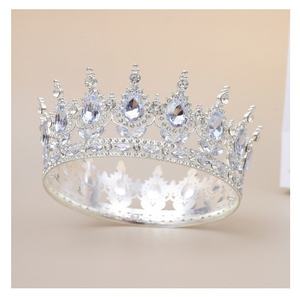 Barroco corona redonda completa oro <span class=keywords><strong>pastel</strong></span> Topper Metal y aleación suministros decorativos con diamantes <span class=keywords><strong>de</strong></span> imitación Tiara y ramo Accesorios - Product Image 6