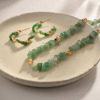 Bracelet vert gravier or perle ronde bracelet transfrontalier polyvalent titane acier