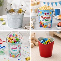 Seau à bonbons personnalisé avec poignée portable pour bonbons, sucettes et emballages cadeaux de fêtes, OEM ODM, faible MOQ, usine