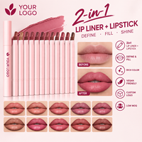 Crayon à lèvres mat crémeux rose personnalisé avec logo, longue tenue, marque privée, imperméable, 2 en 1, vegan, crayon à lèvres et rouge à lèvres