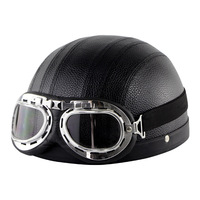 Vente directe fabricants rétro Vintage demi-visage casque de moto lunettes PU ABS coque visage ouvert Style pour les filles nouvel état