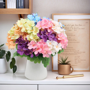 Fleurs d'hortensia artificielles en caoutchouc souple, réalistes, pour mariage et décoration intérieure, bouquets multicolores imprimés en 3D, teints à la main - Product Image 3