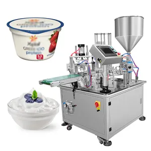 High speed automatic rotary liquid small milk yogurt cup filling sealing machine