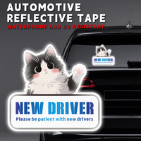 Autocollant réfléchissant chat mignon pour nouveau conducteur, « Gardez la distance », imperméable, anti-UV, pour pare-chocs et vitres de voiture, signalisation de sécurité, compatible BMW Tesla