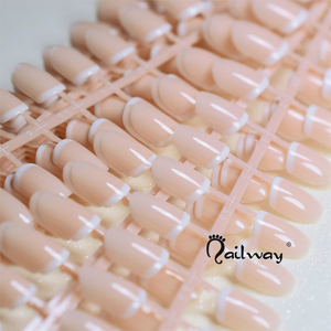 24 pièces <span class=keywords><strong>Rose</strong></span> Nu Blanc Français Faux Ongles Squoval Carré Faux Faux Ongles Couverture Complète Porter Doigt nail Art Conseils - Product Image 1