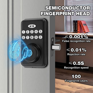 Serrure de porte intelligente argentée avec sécurité et confidentialité, serrure de porte d'entrée avec clavier numérique, mot de passe, empreinte digitale, poignée de porte - Product Image 2