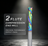 Viextro Fraise à ponceuse en carbure de tungstène monocoupe, revêtement DLC arc-en-ciel, HRC55, 3.175mm, pour usinage CNC, gravure, OEM/ODM