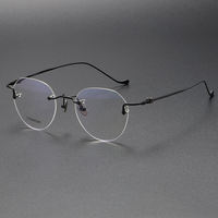 Montures de lunettes de luxe vintage tendance en titane pour hommes, sans monture, finition or, motif imprimé or, verres AC, en ligne