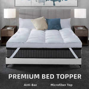 Almohadillas de colchón de Hotel de tela de poliéster 100% Premium, acolchado blanco Natural, cómodo, impermeable, cama Queen/King, Topper para el hogar - Product Image 2