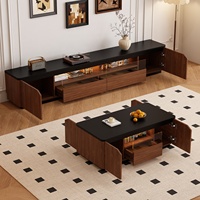 Ensemble de meuble TV et table basse vintage en bois massif de style chinois simple du milieu du siècle