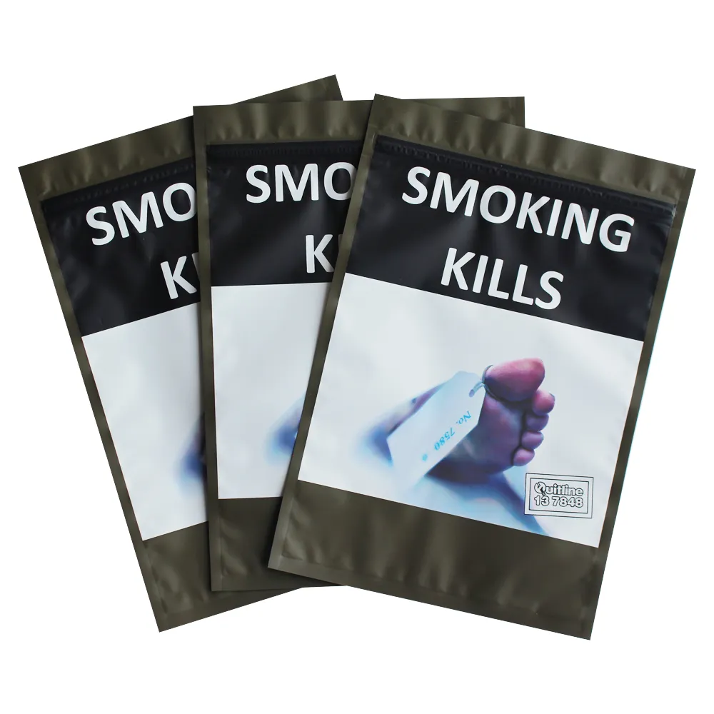 2023 papier d'aluminium de qualité alimentaire accessoires pour fumeurs emballage refermable ziplock sacs de tabac