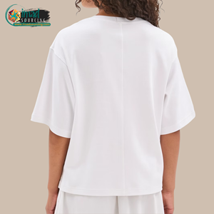 T-shirt en coton ample et moderne pour femme, coupe décontractée, manches courtes, col rond, respirant, doux, confortable, léger, été - Product Image 3