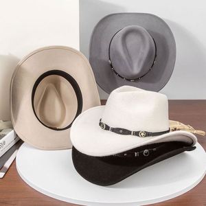 Sombrero Personalizado 2025, Estilo Clásico, Color Sólido, Liso, de Fieltro, Unisex, para Adultos, Estilo Vaquero Occidental, para Fiestas al Aire Libre - Product Image 5