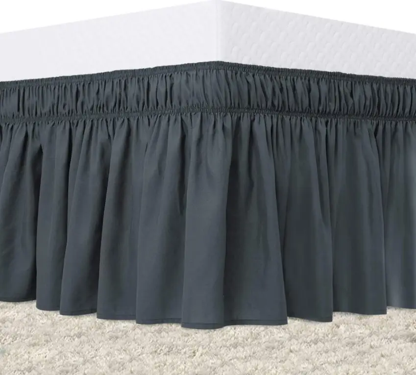Bed Skirt Wrap Around Dust Ruffle Elastic Three Fabric Sides Silky Soft BedSkirt