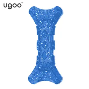 Özel renkli dayanıklı köpek çiğneme oyuncaklar TPR kemik Squeaker Pet oyuncaklar mavi sert agresif chewers çiğneme dogtoys yıkılmaz