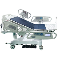 Lit d'hôpital électrique pour soins intensifs, lit médical réglable pour patients avec barrières latérales en ABS et télécommande
