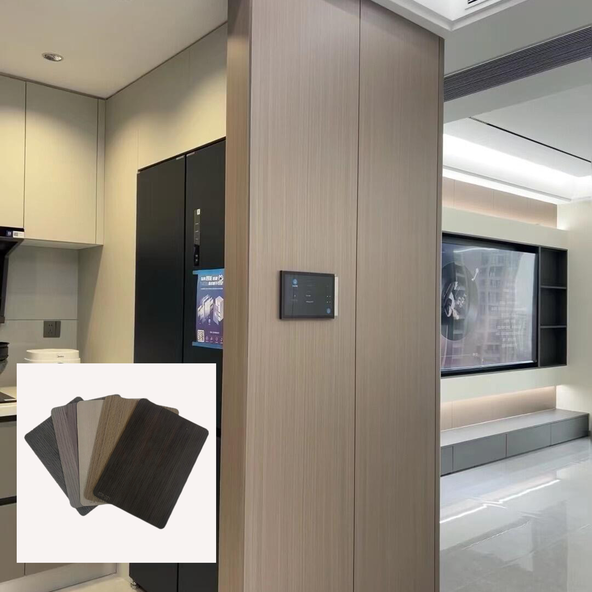 Modern Waterproof Fireproof Art Wall Panel Wood Grain Series Bamboo Charcoal Fiber Board For Bedroom And Living Room