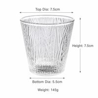 Vente directe d'usine, gobelet à bougie en verre 7,5*5,5*7,5 cm, 145 g, récipient en verre gaufré pour la fabrication de bougies à la cire de soja