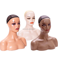 Tête de Mannequin Femme Afro-Américaine en PVC avec Épaules, Support pour Présentation de Bijoux et Perruques