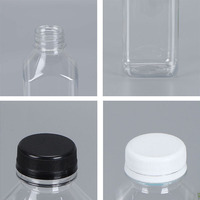 Bouteilles de Jus et Contenants de Boissons Carrés en Plastique Transparent, Réutilisables et Jetables, de 8 oz, 12 oz, 16 oz, avec Bouchons Inviolables