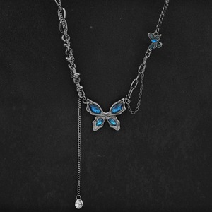 Hot Selling Niche Design <b>Titanium</b> Steel Zircon Butterfly Pendant Necklace Punk Style Women's Necklaces Fashionable Jewelry - Product Image 1