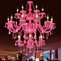 Lustre en cristal rose de style européen, tube en verre, lampe suspendue multi-têtes, décoration de luxe pour chambre à coucher, café, bar, villa, salle de mariage