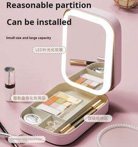 Sac de maquillage LED portable avec batterie intégrée, miroir et boîte à bijoux, étui de rangement cosmétique anti-poussière, vente en gros - Product Image 3