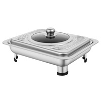 Chauffe-Plat Commercial en Acier Inoxydable pour Buffet, Capacité 4L, Grilles Réglables, Chauffe-Plat à Alcool