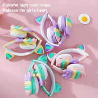 Casque Bluetooth B30 RGB Lumineux Oreilles de Chat, Pliable, avec Support Carte TF, Écouteurs Anti-Stress à Bulles, Sans Fil et Filaire pour Fille