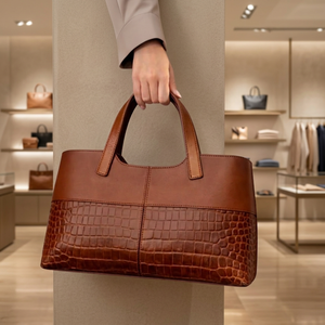 Sacs à main de luxe décontractés en cuir véritable pour femmes, fournis directement par l'usine, avec impression de logo de marque personnalisée, fermeture éclair, imperméables - Product Image 4
