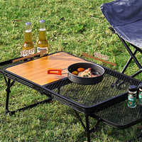 Table de barbecue pliable Portable Grain de bois maille métallique Design moderne pour manger pique-niques Camping cuisine chambre/blanchisserie hôpital utilisation