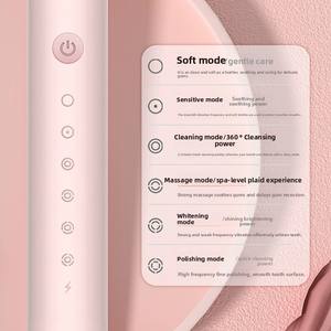 热卖6速USB充电声波电动牙刷，带4个软刷头可洗美白放松功能 - Product Image 3