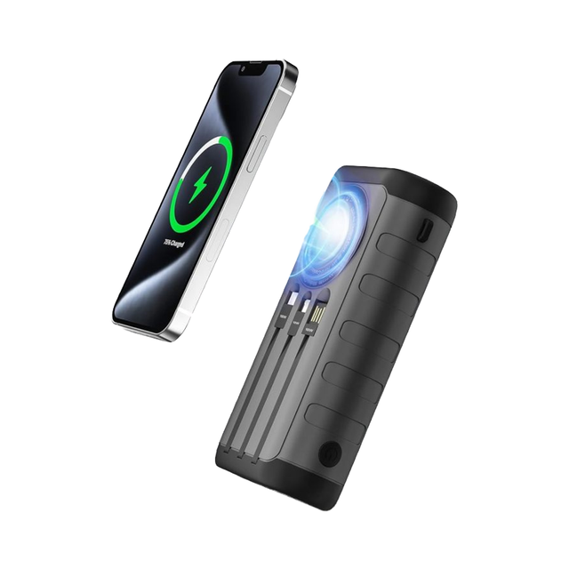 6 in 1 30000mAh Solar Power Bank Magnetic Wireless PD 20W Fast Charger with 3 Cables Hand Crank Solar Generator LED Flashlight