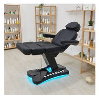 Fauteuil d'examen médical, de tatouage, de spa, de massage, de beauté cosmétique, noir, électrique, 3/4 moteurs, inclinable, esthétique, économique