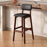 Tabouret de bar moderne en bois massif avec dossier rembourré, chaise de comptoir pour hôtel, salle à manger, maison