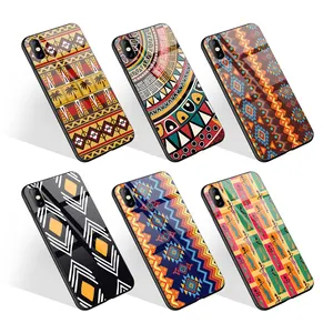 African Totem Patterns Print Hard Scratch Resistant Tempered Glass Phone Case for iPhone 13 Pro Max 11 Pro max